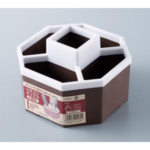 リモコンボックス 八角形 15.5×15.5×高さ10.2cm ブラウン (100円ショップ 100円均一 100均一 100均)