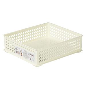 収納ボックス ユニセル アイボリー Lサイズ(20.8×24×高さ7.2cm)