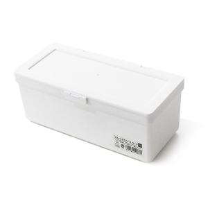 フタがとまるケース ホワイト ワイド 22.7×10.6×高さ9cm (100円ショップ 100円均一 100均一 100均)｜kawauchi