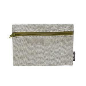 フラットポーチ フロントファスナー シェブロン柄 13×18．5cm