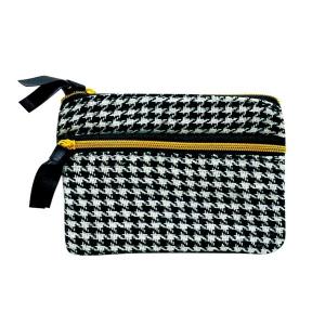 フラットポーチ Wファスナー 千鳥格子柄 9×13cm