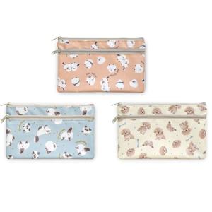 Wファスナーポーチ エブリィアニマル 12×20cm ［色柄指定不可］ (100