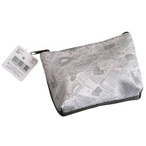 合皮マチ付ポーチ 地図柄 8×12×マチ3cm ［色柄指定不可］ (100円ショップ 100円均一 100均一 100均)