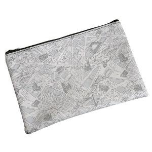 合皮フラットポーチ 地図柄 12×18cm [色...の商品画像