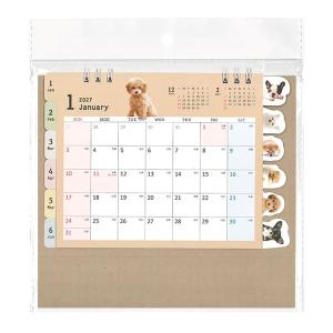 カレンダー 2027 卓上インデックス イヌ写真 (100円ショップ 100円均一 100均一 100均)