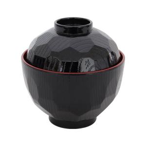 亀甲小吸物椀 黒天朱 蓋付き 9.6cm 漆器 和食器 食器 椀 おわん 汁椀