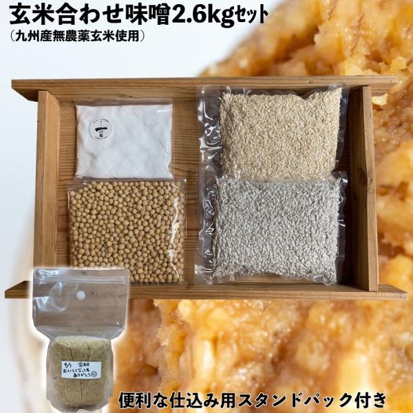 味噌作りセット 無農薬玄米麹の合わせ味噌2.6〜2.7kg　仕込み袋付き　甘口　発芽玄米麹使用　手作...