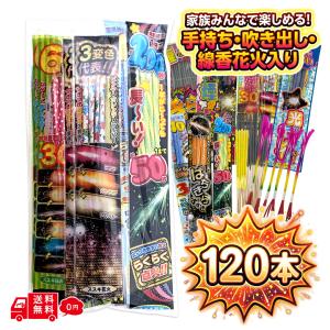 【120本入り】ファミリー花火セット 手持ち花火・吹き出し花火・線香花火 計12種類 FROGBOX オリジナル バラエティセット 夏休み 景品 販促 縁日 お祭り 子供会