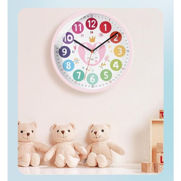 知育時計 時間学習 壁掛け時計 学習時計 子供用 掛け時計 24時間表示 カラフル アナログ 静音 ...