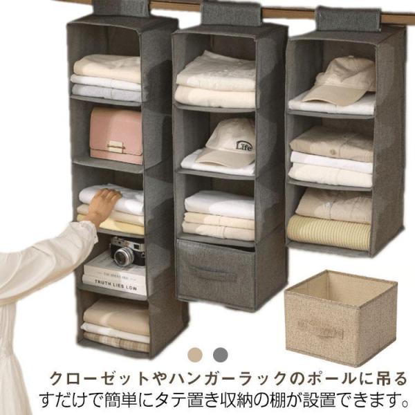 ラック 収納ケース 5段 吊るす収納 クローゼット 吊り下げ クローゼット 収納 4段 ボックス 収...
