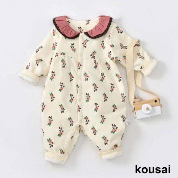 長袖 ロンパース 防寒着 つなぎ 秋冬 新生児 幼児 ギフト かわいい  カバーオール 女の子 男の...