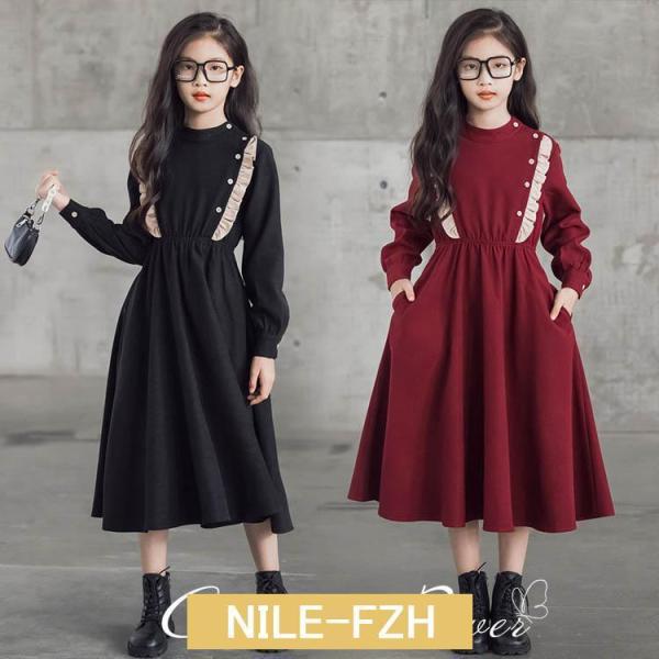 ピアノ発表会 ワンピース 入学式 黒 赤 女の子 卒服 卒業式 ワンピース フォーマル 子供 レッド...