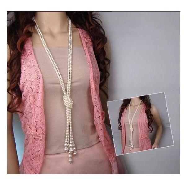 ネックレス ペンダント フェイクパール ロング 1連 2連 レディース 長い 長め 大粒 おしゃれ ...