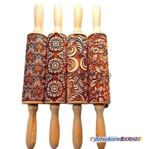 木麺棒 ローリングピン クッキー エンボスローラー ビスケット お菓子 手作り 焼菓子 ハンドメイド おしゃれ 料理教室用 クッキーローラー｜佳誉ストア