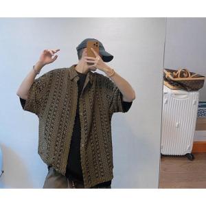 透かし編み ニット半袖シャツ メンズ サマーニ...の詳細画像5