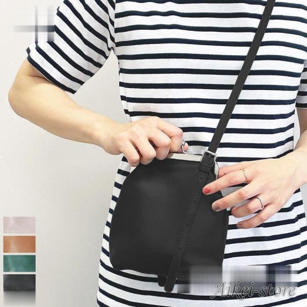 ショルダーバッグ がま口 無地 レディース 斜めかけ 肩掛け ナチュナル クロスボディバッグ ポシェ...