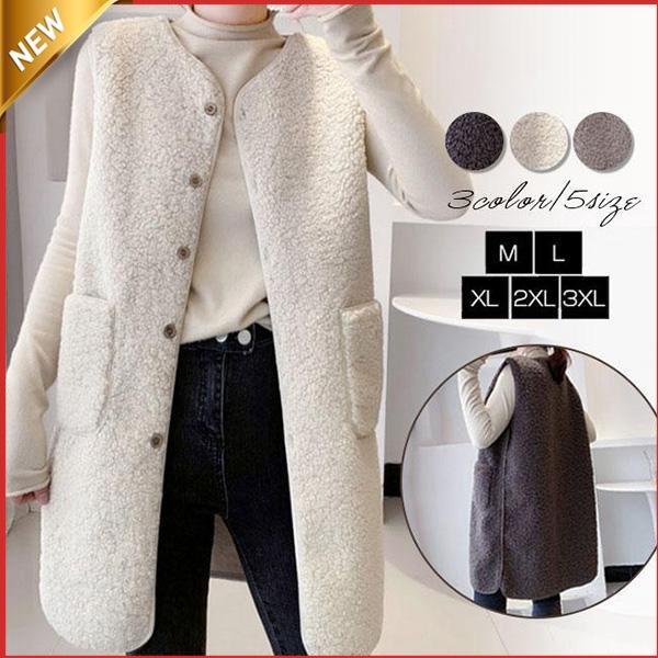 【値下げ】ボア レディース ジャケット アウター チョッキ ロング フリース ジレ 前開き もこもこ...