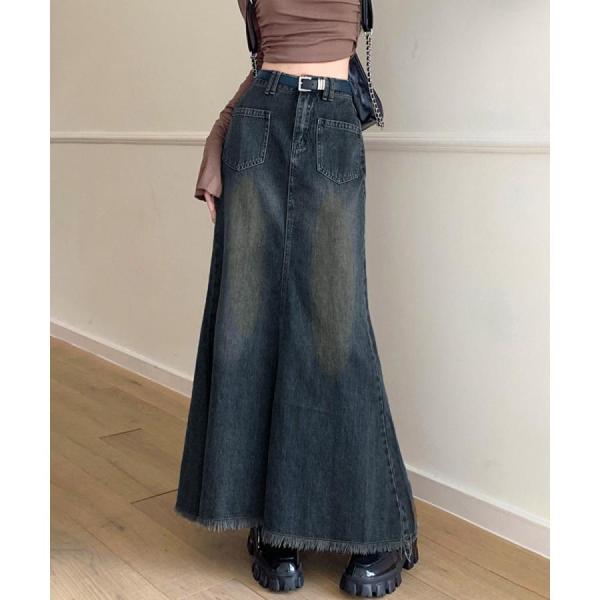 【大特価】フリンジデニムスカートマーメイドスカート