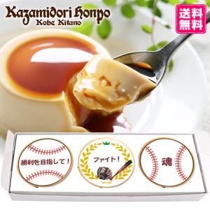 野球応援 名入れ 風見鶏ぷりん 3個入  カスタードプリン