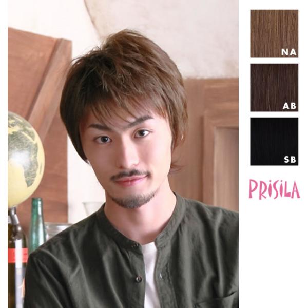 男性用 メンズ ウィッグ 自然 プリシラ かつら ナチュラルショートミディ 耐熱ファイバーMA-10...