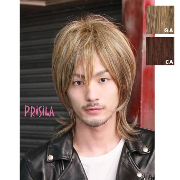 メンズウィッグ おしゃれかつら 男 プリシラ メンズウィッグワイルドウルフ 耐熱ファイバーMA-10...