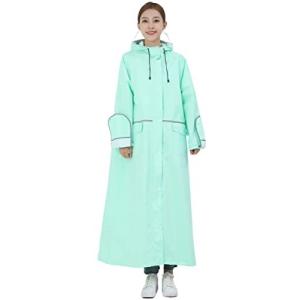 HOTIAN レインコート レディース 自転車 レインウェア ロング丈 レインポンチョ リュック対応 梅雨対策 雨具 合羽 収納袋付き バイク 通勤