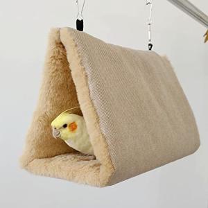 Hakona 鳥たちの寝床 三角ハウス インコ おもちゃ 掛ける鳥の巣 ハンモック ペット 用 テント いんこおもちゃ かわいい 寝袋 無地 厚みふわ