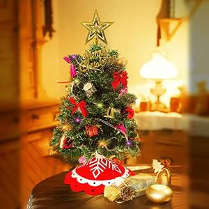 TUANR クリスマスツリー 卓上 ミニクリスマスツリー クリスマスツリー 卓上 50cm-クリスマス ツリー 飾り LED イルミネーション 20点