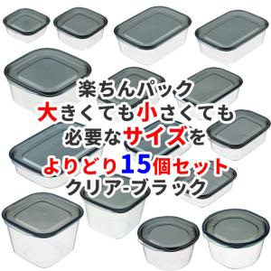 大きくても小さくても必要なサイズを よりどり15個セット クリア-ブラック 保存容器 プラスチック製密閉容器 楽ちんパック 日本製の商品画像