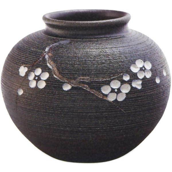 梅彫丸花瓶  8号（信楽焼・花瓶・花入れ・花器・壺・壷・水盤）