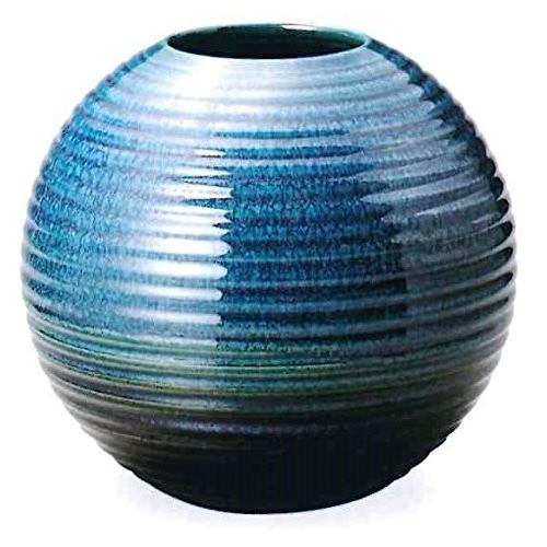 ブルーガラス窯変丸花瓶 6.5号 （信楽焼・花瓶・花入れ・花器・壺・壷・水盤）