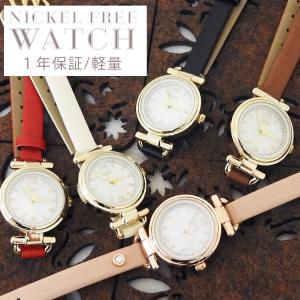 腕時計 レディース 革ベルト おしゃれ シンプル ニッケルフリー 金属アレルギー シェル 白蝶貝 かわいい 細いベルト 大人 女性 仕事 20代 30代 40代 50代 60代