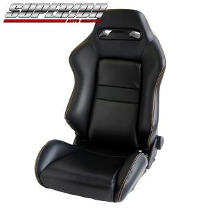 【 RECARO レカロ　SR2 (ヘッド上部高さ11〜12cm) 用 】 スーペリア ブラックカーボンルック シートカバー [サイドステッチレッド]　( SUPERIOR SR-2 )