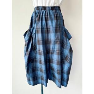 プリムール　中古　リサイクル　レディース　ボトムス　パンツ　サルエルパンツ　チェック　ブルー　美品