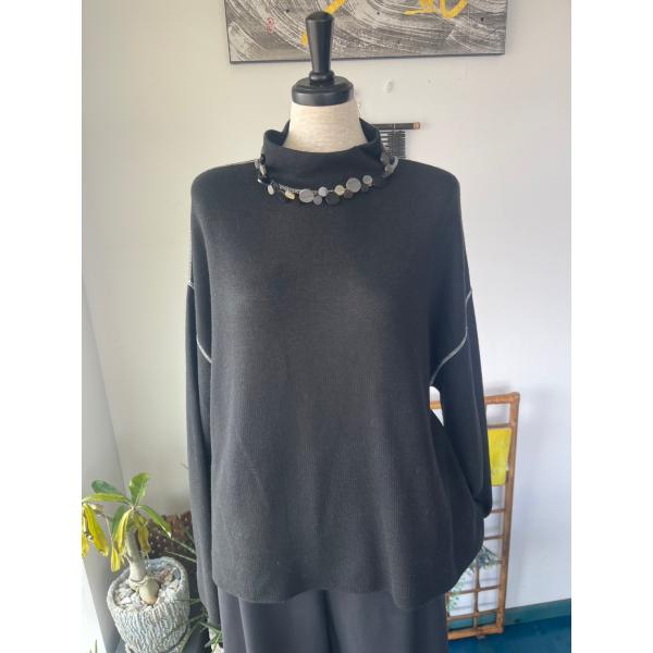 センソユニコ　ポワンリーニュ　センソ　中古　レディース　トップス　カットソー　ニット　黒　美品　