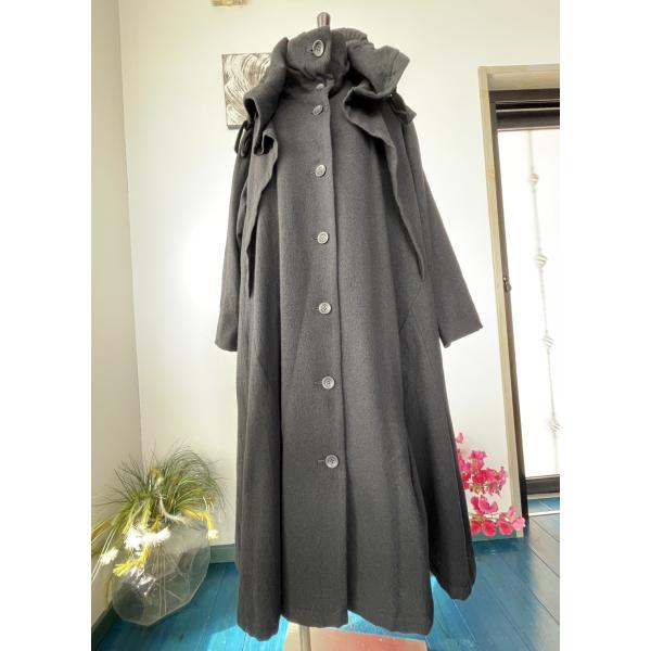 センソユニコ　慈雨　中古　センソ　レディース　トップス　アウター　コート　ウール　ブラック　美品