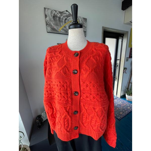 セモア　中古　レディース　トップス　ニット　カーディガン　オレンジ　長袖　美品　