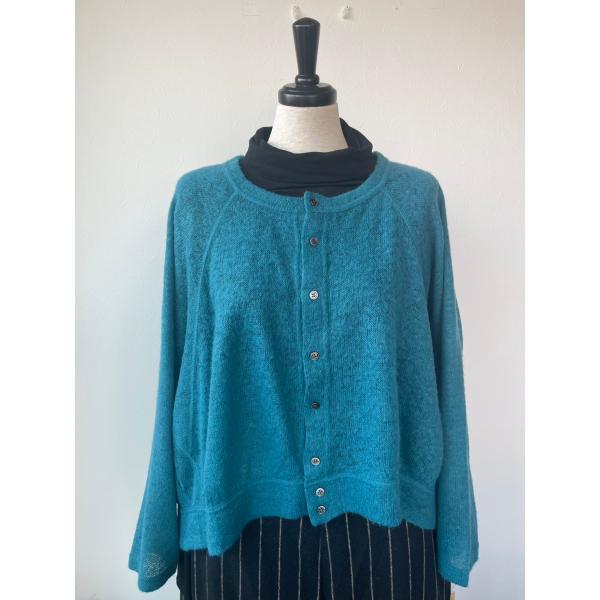 コズ　中古　レディース　トップス　ニット　カーディガン　長袖　ターコイズブルー　美品