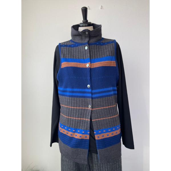 プリムール　中古　レディース　トップス　ニット　ベスト　ボーダー　美品