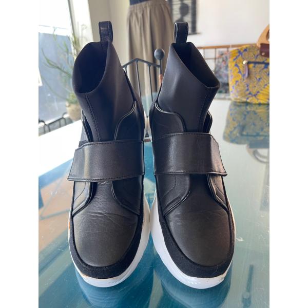 CRESCENT　中古　リサイクル　靴　シューズ　革　レザー　ベルクロスニーカー　23.5cm　美品...