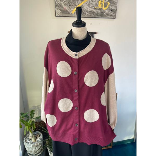 センソユニコ　慈雨　センソ　レディース　トップス　ニット　カーディガン　大きなドット　美品　