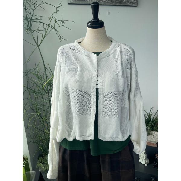 センソユニコ　m_mefu　センソ　レディース　トップス　カーディガン　白　透け感　ショート丈　美品...