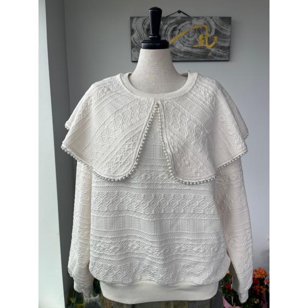 MICALLE　Dw2R　中古　レディース　トップス　カットソー　パールビジュー付き　長袖　美品