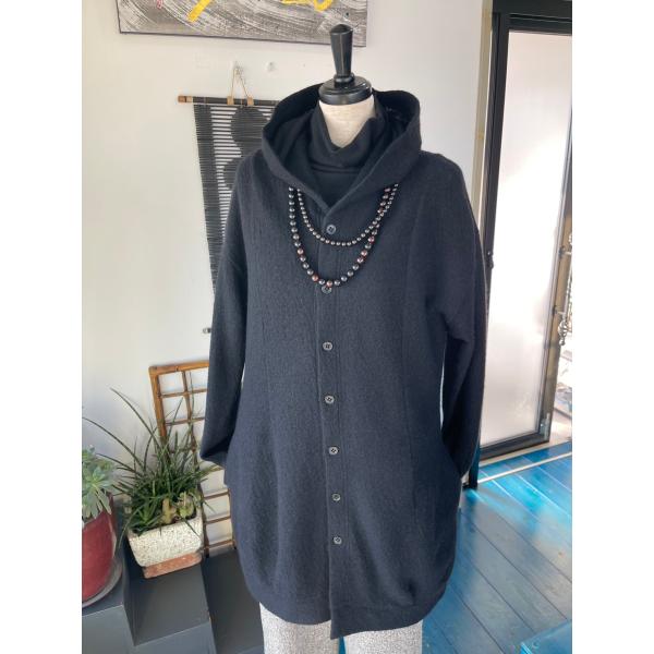 プリムール　中古　リサイクル　レディース　アウター　ニット　コート　カーディガン　黒　美品