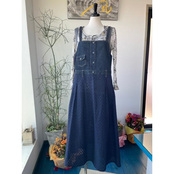 センソユニコ　ルクルカ　中古　リサイクル　センソ　レディース　ジャンバースカート　デニム　レース　美...