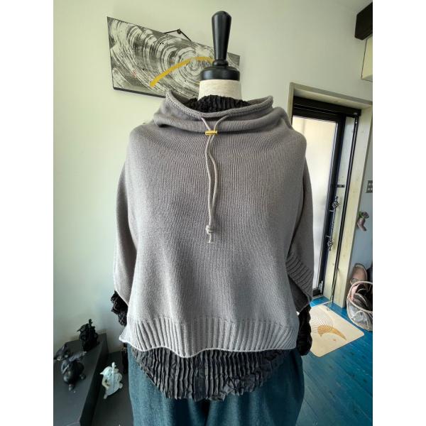 セモア　中古　レディース　トップス　ニット　ベスト　ポンチョ　ゆったり　グレー　美品
