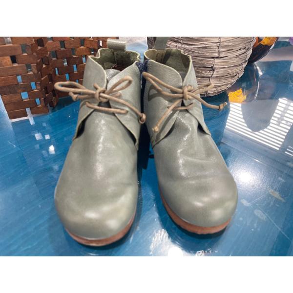 Hina Day Green　ヒナ デイ グリーン　中古　リサイクル　靴　アンクルブーツ　革　レザー...