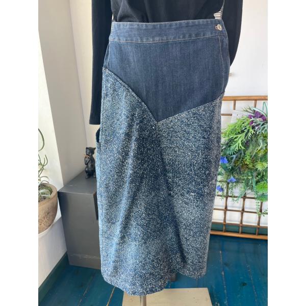 センソユニコ　キューブキューブ　センソ　中古　レディース　ボトムス　スカート　デニム風　後ろゴム　前...