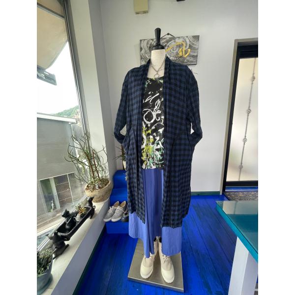 センソユニコ　m_mefu　中古　リサイクル　レディース　アウター　はおり　ロング　チェック　美品　