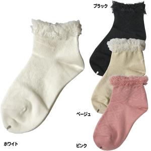 靴下　キッズ　女児 　クルーソックス　 レース針抜き　 レース　 無地　 日本製 　TK-702